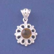 SPC 6mm AMBER FLOWER ROUND PENDANT