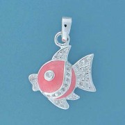 SPC PINK ENAMEL/CZ FISH PENDANT