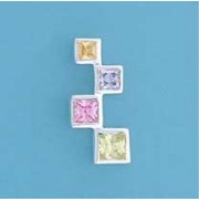 SPC MULTI-COL.SQUARE FANCY STONE PENDANT