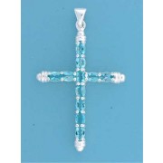 SPC 52x38mm OVAL BLUE STONE SET CROSS