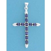 SPC 52x38mm OVAL PURPLE STONE SET CROSS=