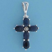 SPC 22x15mm 5 STONE SAPHIRE CROSS