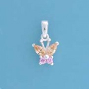 SPC YELLOW/PINK CZ BUTTERFLY PENDANT   =