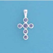 SPC 15x11mm PURPLE STONE CROSS         =