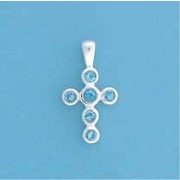 SPC 15x11mm  BLUE STONE CROSS          =