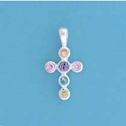 SPC 15x11mm MULTI-STONE CROSS          =