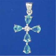 SPC 25x18 TEARDROP BLUE STONE CROSS