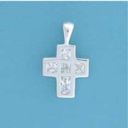 SPC 14x11 SQ CZ SET CROSS PENDANT      =