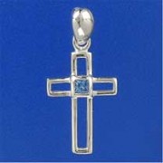 SPC SQ BLUE STONE 22x15mm CUTOUT CROSS