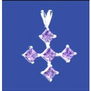 SPC PURPLE CZ 5 STONE FANCY CROSS