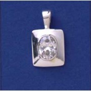 SPC 10x8 OVAL CZ SET IN 14x12 RECT PEN