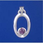 SPC OPEN OVAL PENDANT WITH PURPLE CZ   =