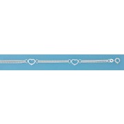 SPC 3 ROW CURB BRACELET WITH HEARTS    =