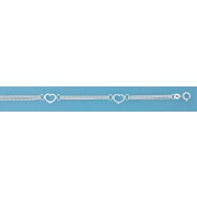 SPC 3 ROW CURB BRACELET WITH HEARTS    =