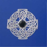 SPC ONYX CELTIC CROSS BROOCH           =