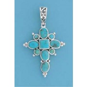 SPC 30x25mm FANCY TURQUOISE CROSS      =