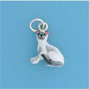 SPC SITTING UP PAINTED WHITE CAT CHARM =