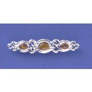 SPC 3 OVAL AMBER STONE CELTIC BROOCH