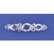 SPC 3 OVAL AMETHYST STONE CELTIC BROOCH=