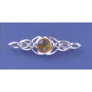 SPC 10mm ROUND AMBER CAST CELTIC BROOCH