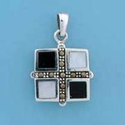 SPC ONYX/M.O.P/MARCASITE SQUARE PENDANT