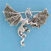 SPC MARCASITE FLYING DRAGON BROOCH     =