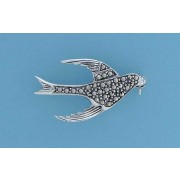 SPC 38mm MARCASITE SWALLOW BIRD BROOCH =