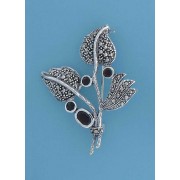SPC 4 GARNETS/MARCASITE LEAVES BROOCH  =