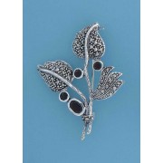 SPC 4 GARNETS/MARCASITE LEAVES BROOCH  =