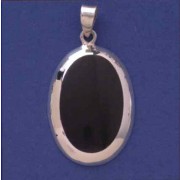 SPC 19x12mm PLAIN RIM ONYX OVAL PENDANT