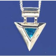 SPC FANCY TRIANGLE BLUE CZ PENDANT     =