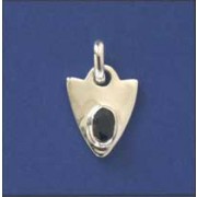 SPC OVAL SAPPHIRE SET SHIELD PENDANT   -