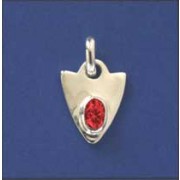 SPC OVAL GARNET SET SHIELD PENDANT     -