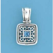 SPC SQ.SYN.TOPAZ FILLIGREE SQ.PENDANT