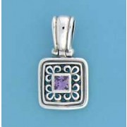 SPC SQ.PURPLE CZ FILLIGREE SQ.PENDANT