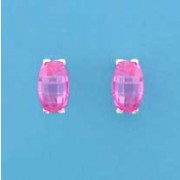 SPC CURVED OVAL PINK FACETED STUDS