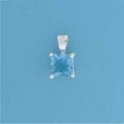 SPC 6mm CLAW SET SQUARE PENDANT-BLUE   =