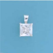 SPC 8mm CLAW SET SQUARE CZ PENDANT     =