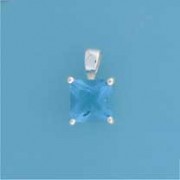 SPC 8mm CLAW SET SQUARE PENDANT-BLUE   =