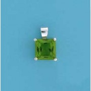 SPC 8mm CLAW SET SQUARE PENDANT-GREEN  =