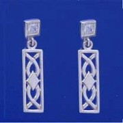 SPC  RECT.RM STYLE CZ DROP EARRINGS    =