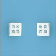 SPC BLUE TOPAZ RM STYLE SQUARE STUDS