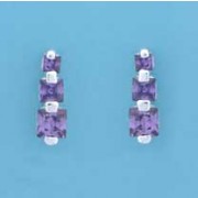 SPC 3 SQ.SHAPE PURPLE CZ TAPERING STUDS=