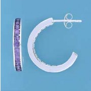 SPC 21x4mm CHANNEL SET PURPLE CZ HOOPS =