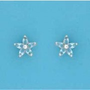 SPC 9mm MARQUIS FLOWER STUDS-BLUE      =