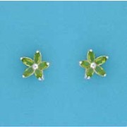 SPC 9mm MARQUIS FLOWER STUDS-GREEN     =