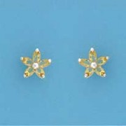 SPC 9mm MARQUIS FLOWER STUDS-YELLOW    =