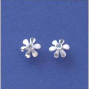 SPC TINY 8mm DAISY STUD WITH BLUE TOPAZ=