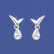SPC V SHAPE STUD WITH CZ TEARDROP DROP =