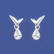 SPC V SHAPE STUD WITH CZ TEARDROP DROP =